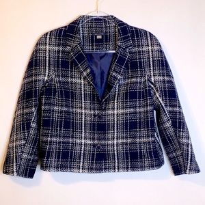 Tommy Hilfiger Cropped Plaid Button Closure Jacket Coat